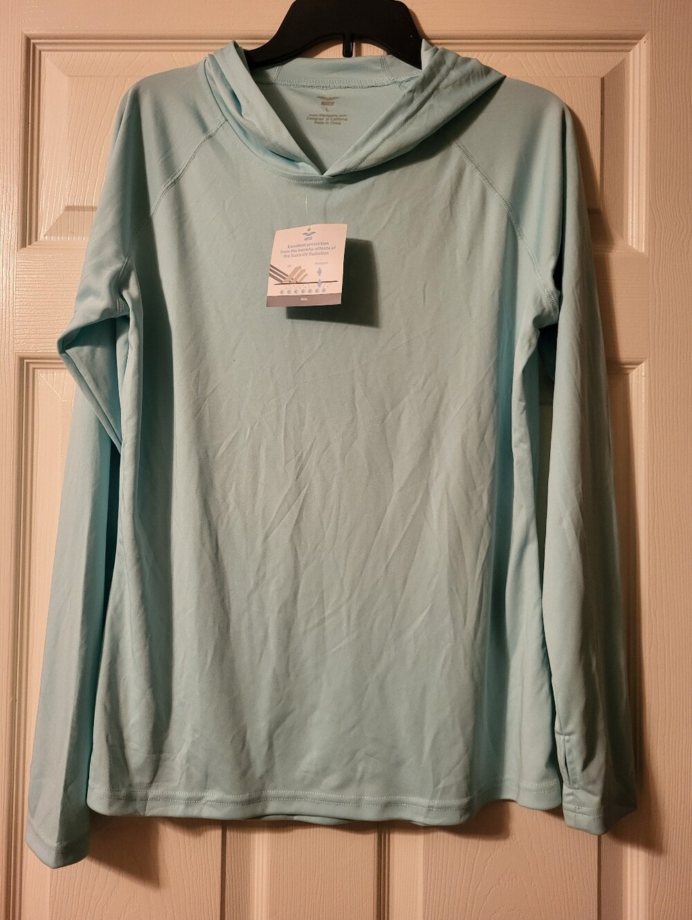 Light Blue Women's Hooded Performance Shirt Large Nwt
